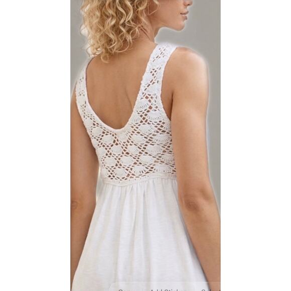Aerie White Crochet Maxi Dress Boho Beach Coastal Summer Festival Size Large - Picture 3 of 10